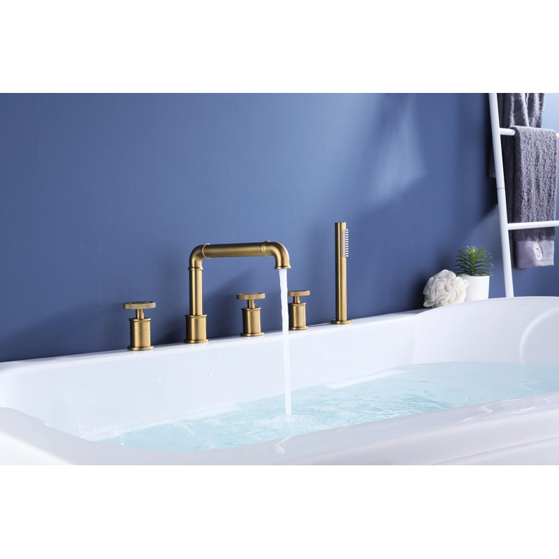 Roman Tub Faucet 3-Handle Widespread Deck Mount with Hand Shower — Oil Rubbed Bronze / Brushed Nickel / Polished Chrome