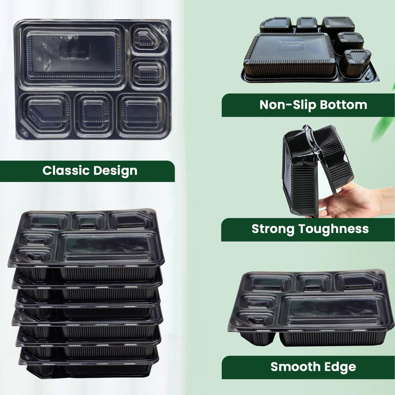 6 Compartment Takeaway Meal Prep Containers Pack Of 50