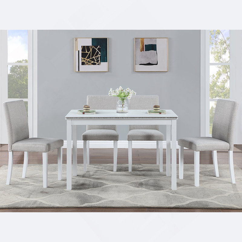 5 Piece Wooden Dining Table Set, Kitchen Table Set With A Table, Wooden Dining Room Table