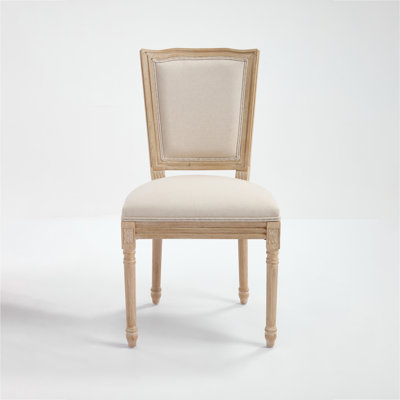 Ensemble de 2 chaises de salle à manger French Country, chaises rembourrées avec dossier en T, techniques de tréfilage et de sculpture, démontables, pour le salon, la cuisine, le restaurant, beige
