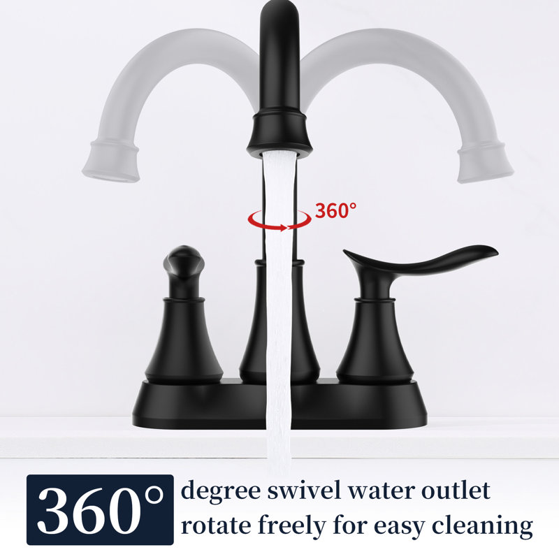 2 robinets de salle de bain 2 mats noirs - 4 pouces avec bonde escamotable et boyaux à longue durée, antirouille, pour lavabo