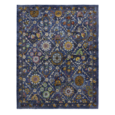 Isabella Bizet Multi-Colored Transitional Floral Tile Mini-Border Area Rug
