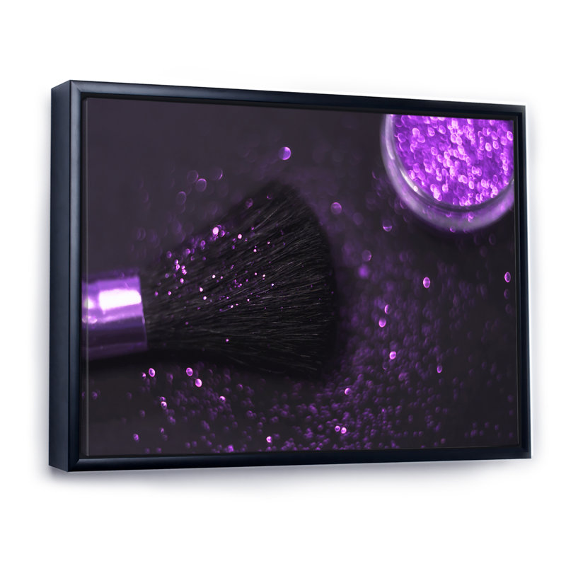 «Purple Glitter Sparkle», reproduction d'art sur toile Glam, H 34 po x l 44 po x P 1,5 po, Cadre flottant noir
