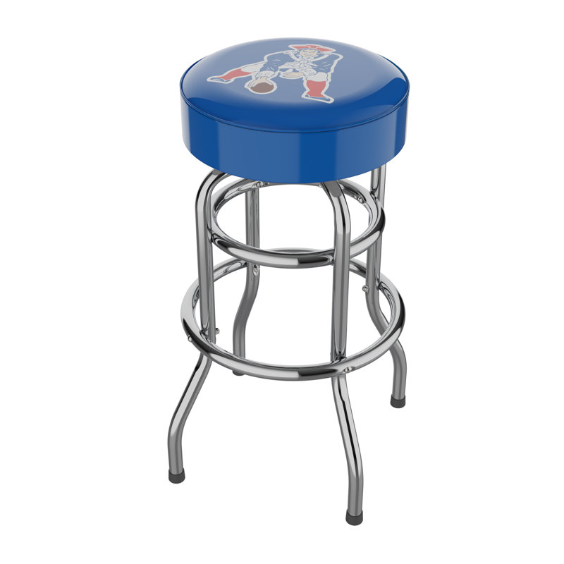 Commercial Grade Chrome Swivel Bar Stool with Vibrant Team Colors  , Vintage New England Patriots