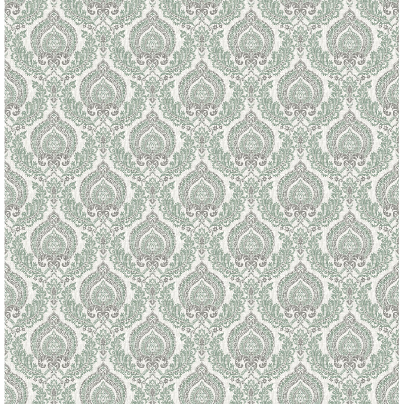 Papier peint damassé 33 'x 20,5 "Ami, Vert foncé