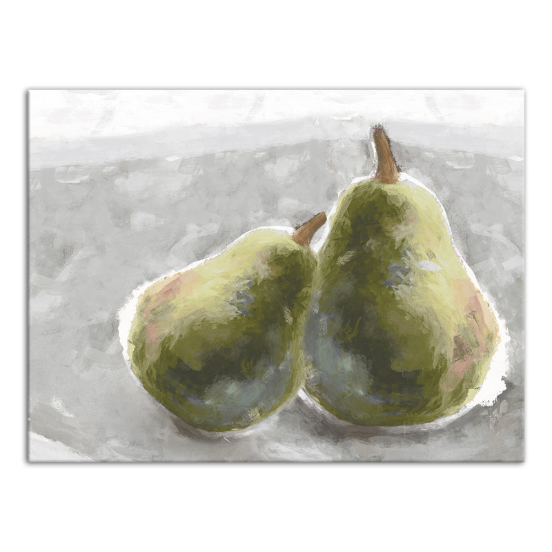 « two poires on gray »-reproduction d’art sur toile enroulée, H 16 po x l 24 po x P 1,25 po