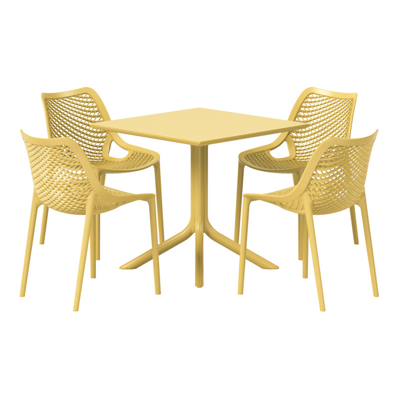 4-Person Outdoor Square Dining Set, Yellow