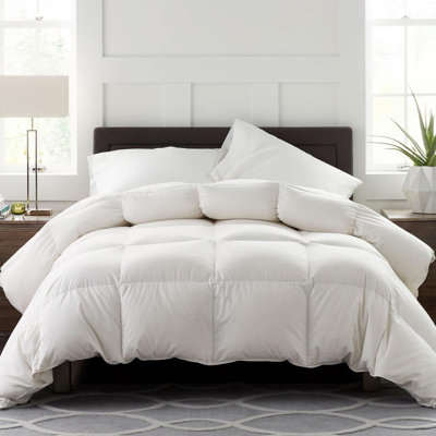 All Season Duvet Insert - 100% Cotton Shell Goose Feather Down Comforter with 8 corner tabs