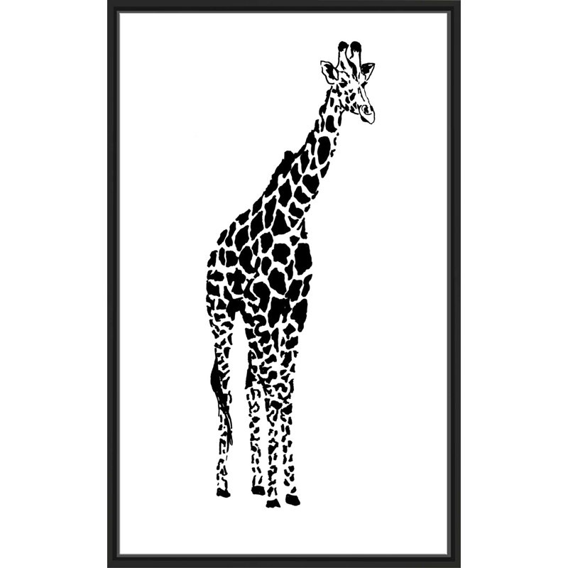 «Giraffe», reproduction d'aquarelle sur toile, H 33,5 po x l 21,5 po x P 2 po, Cadre flottant noir