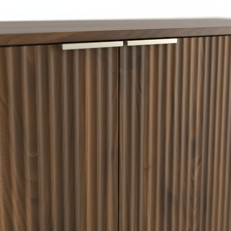 Buffet moderne cannelé avec rangement et tablettes réglables | Idée de cadeau, Brun