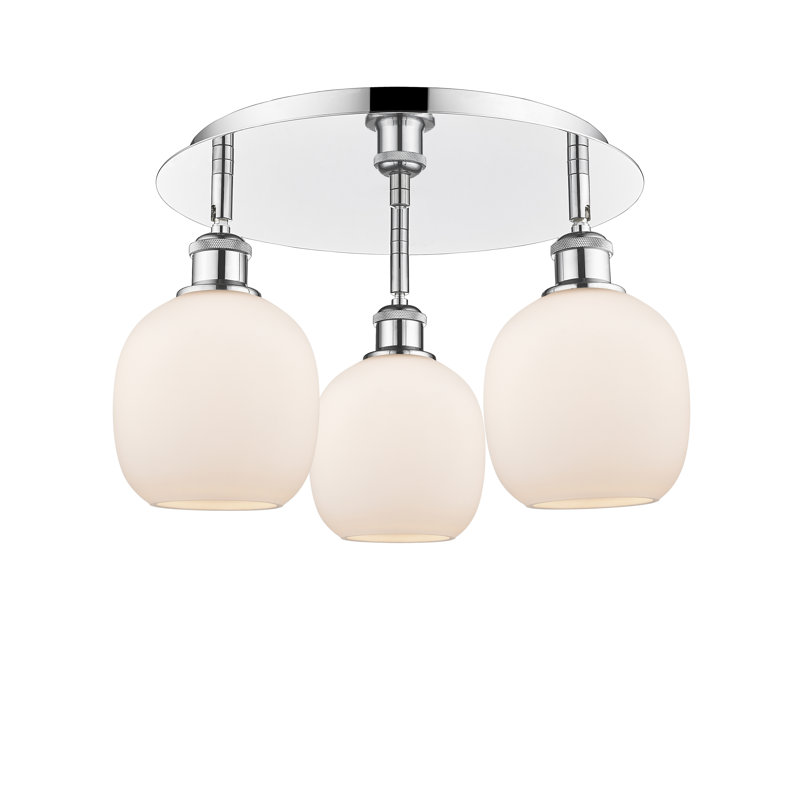 Plafonnier semi-encastré en verre Alve, Blanc mat, Chrome poli