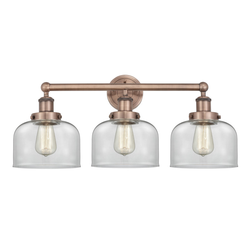 Éclairage pour meuble-lavabo à 3 lumières à intensité variable Raykwan, Transparent, Cuivre antique
