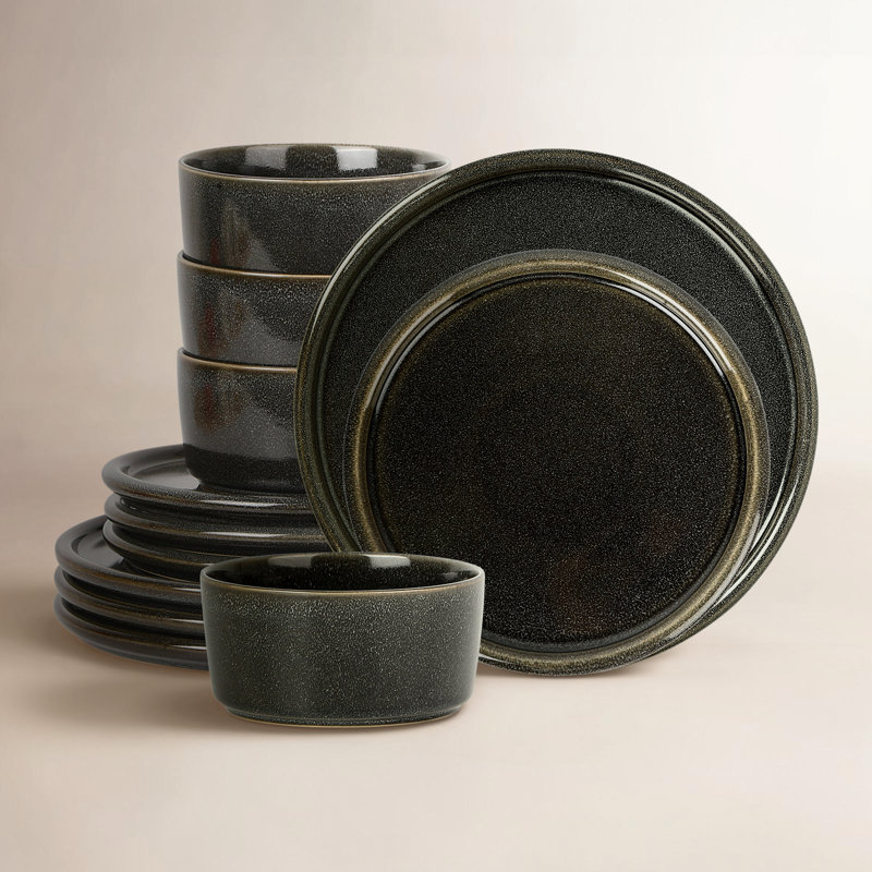 Stone Lain Eden 12-Piece Dinnerware Set Stoneware, Gray
