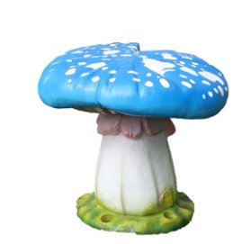 Statue bleue surdimensionnée de tabouret de champignon divisé