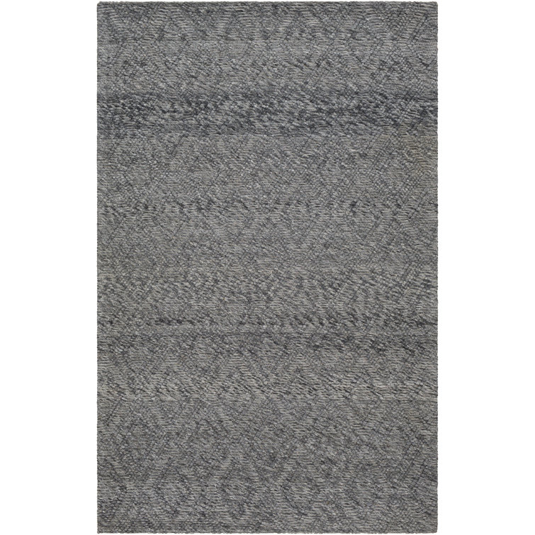 Rectangle Argyle Polyester/Wool Area Rug in Black
