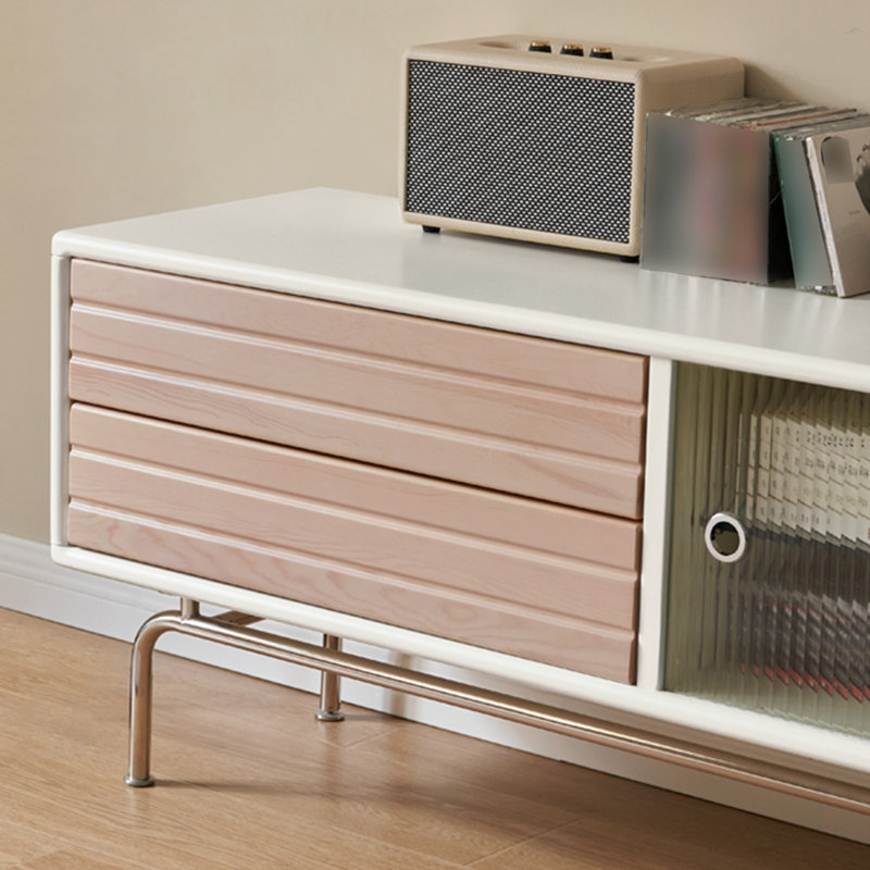 Meuble télé de salon de style américain, Rose rosé + blanc