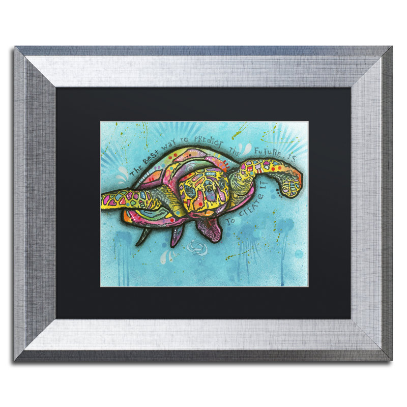 « Turtle »-impression d’art graphique sur toile encadrée, H 14,5 po x l 17,5 po x P 1,25 po