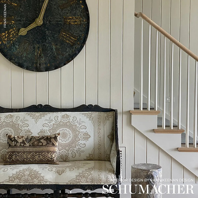 Schumacher x Mark D. Sikes Montecito Medallion Fabric, Neutral
