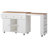 85.5" Kitchen Island with Extendable Dining Table, Kitchen Storage Table with 3 Side Open Shelves, Rolling Kitchen Island with Power Outlet, 3 Drawers, 2 Doors, for Kitchen, Dining Room-129761740