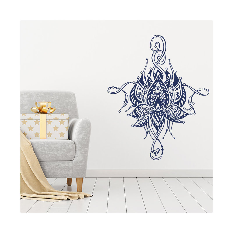 Décalcomanie murale fleur lotus Buller, Bleu marine