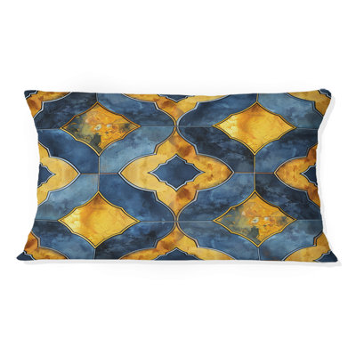 Bleu, jaune, moderne, losange I - coussin lombaire moderne