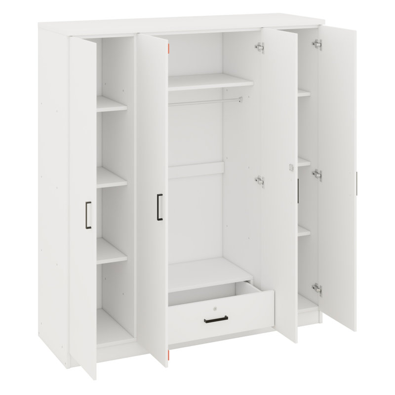 Armoire à quatre portes avec un tiroir de rangement, Blanc