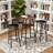 3 Pieces Round Bar Table And Chairs Set, Small Dining Table With 2-Tier Storage Shelf And 2 Upholstered Bar Stools