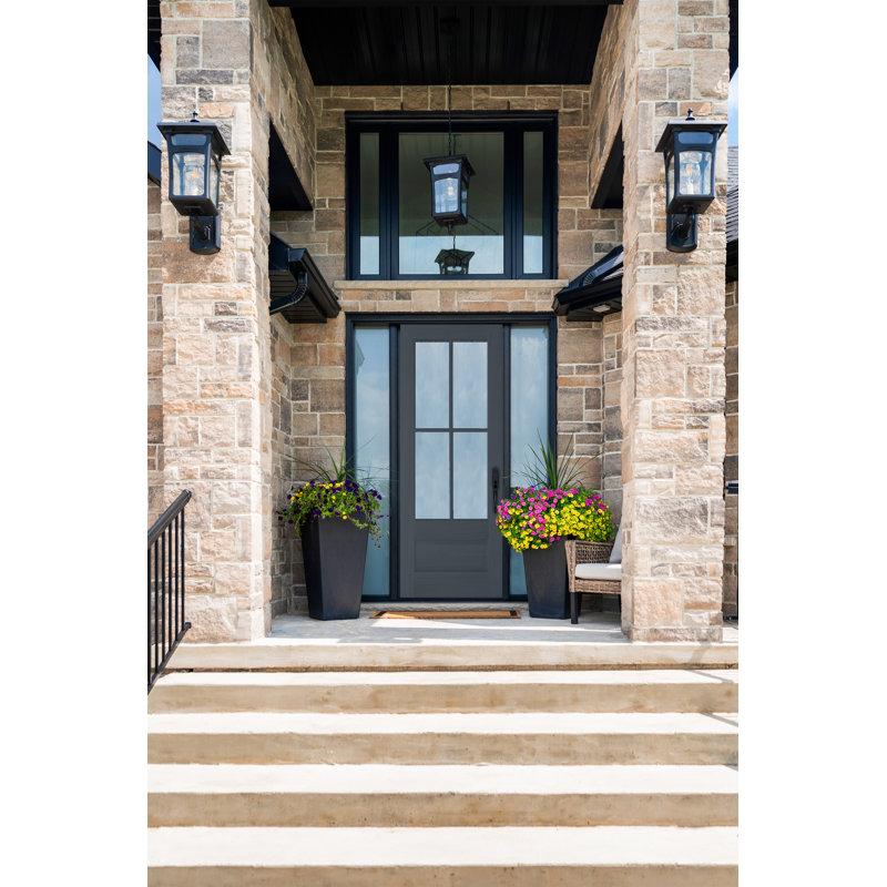 Porte d'entrée pré-suspendue en acajou plaqué sans finition Acadian par Prestige Door, H 80 po x l 30 po x P 1,75 po