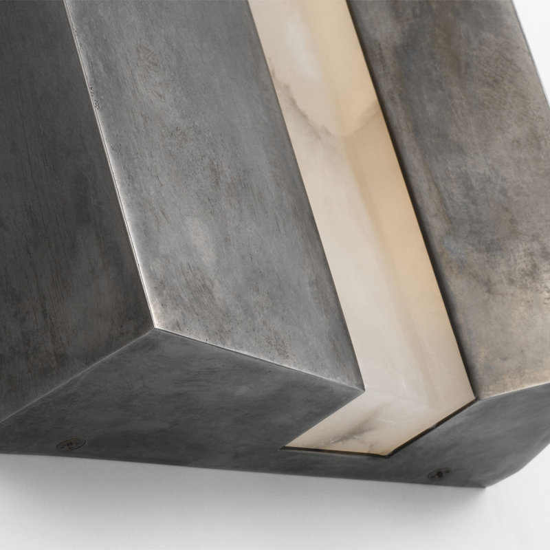 Anne-Marie Barton Austera 32" Sconce with Alabaster, Mottled Pewter, 20" H x 8" W x 3.25" D