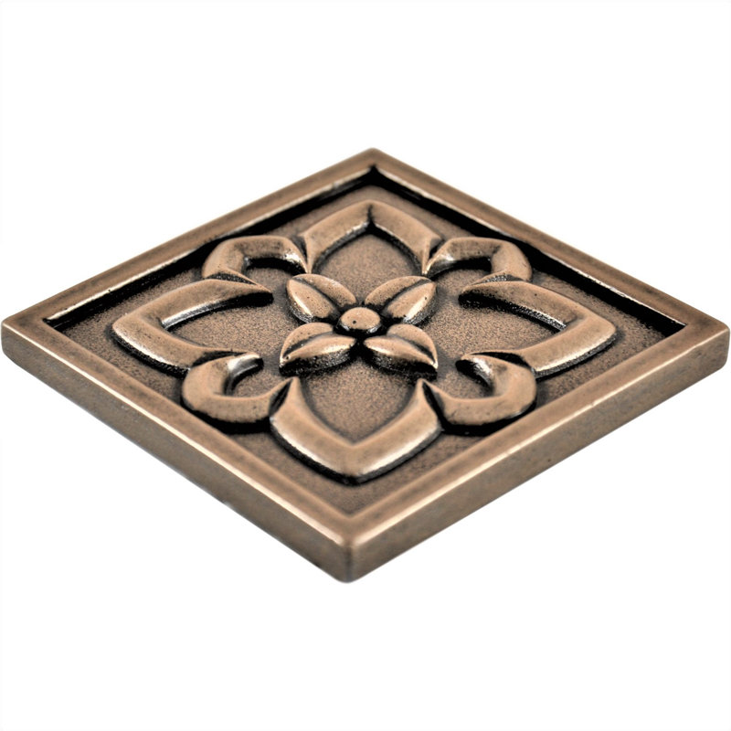 Crown 4'' x 4'' Hand Painted Resin Decorative Accent Tile, Bronze