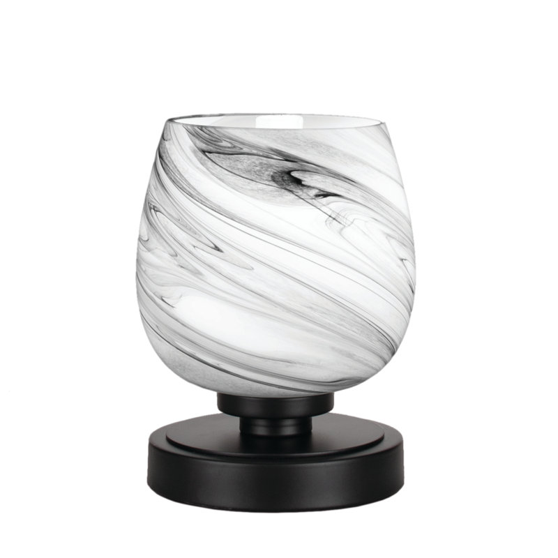 Lampe d'appoint Luna au fini noir mat avec verre tourbillon onyx de 6 po
