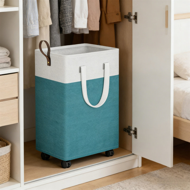 Laundry Cart, Waterproof Rolling Laundry Basket - Foldable Laundry Basket With 4 Wheels, Suitable For Bathrooms, Laundry Rooms, And Dormitories, Easy To Clean Lining, Space Saving Design
