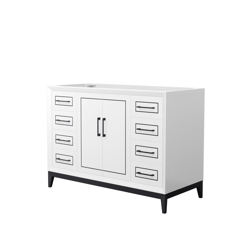 Base de meuble-lavabo simple 47,75 po Marlena seulement, Blanc / noir