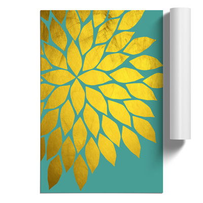 Abstract Leaves Gold - Frameless Print