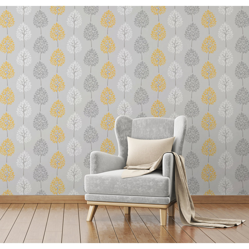 Rouleau de papier peint lisse L 33 pi x l 20,5 po Sevilla Tree, gris