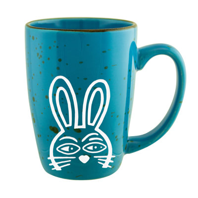 Curious Bunny Blue Ceramic Mug