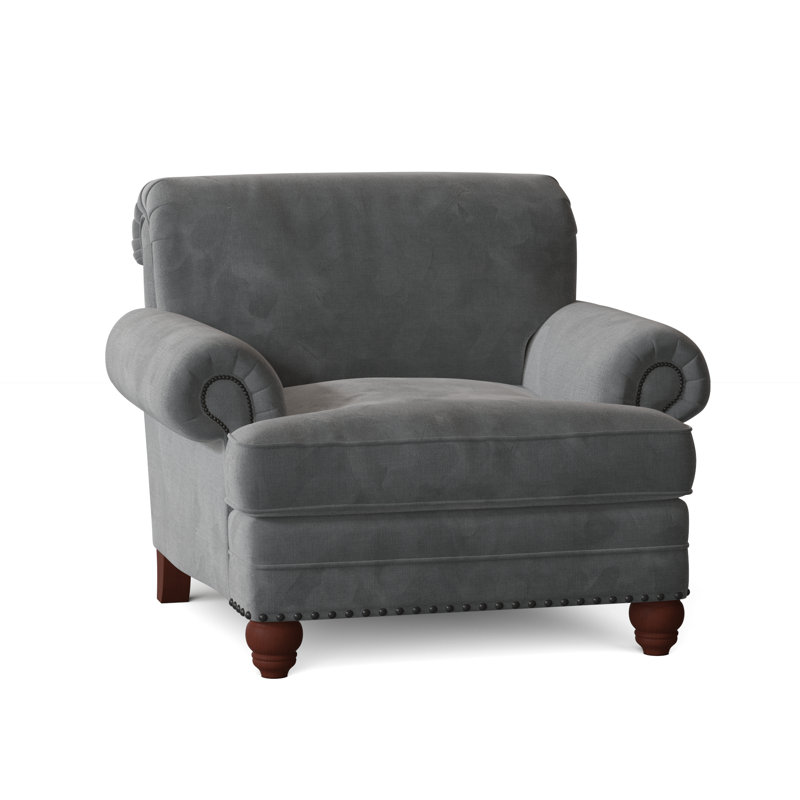 Spratt Armchair, Beachbum 21 Gray Stripe, Manhattan, Dark Brass