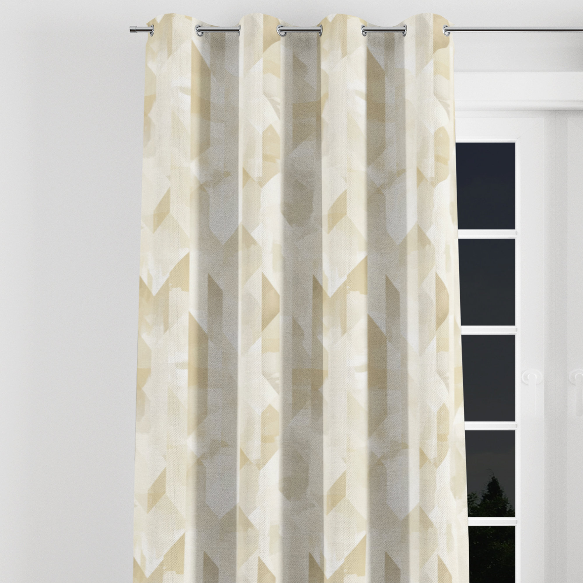 East Urban Home Geometric Curtain panels - Modern Cream Geometry ...