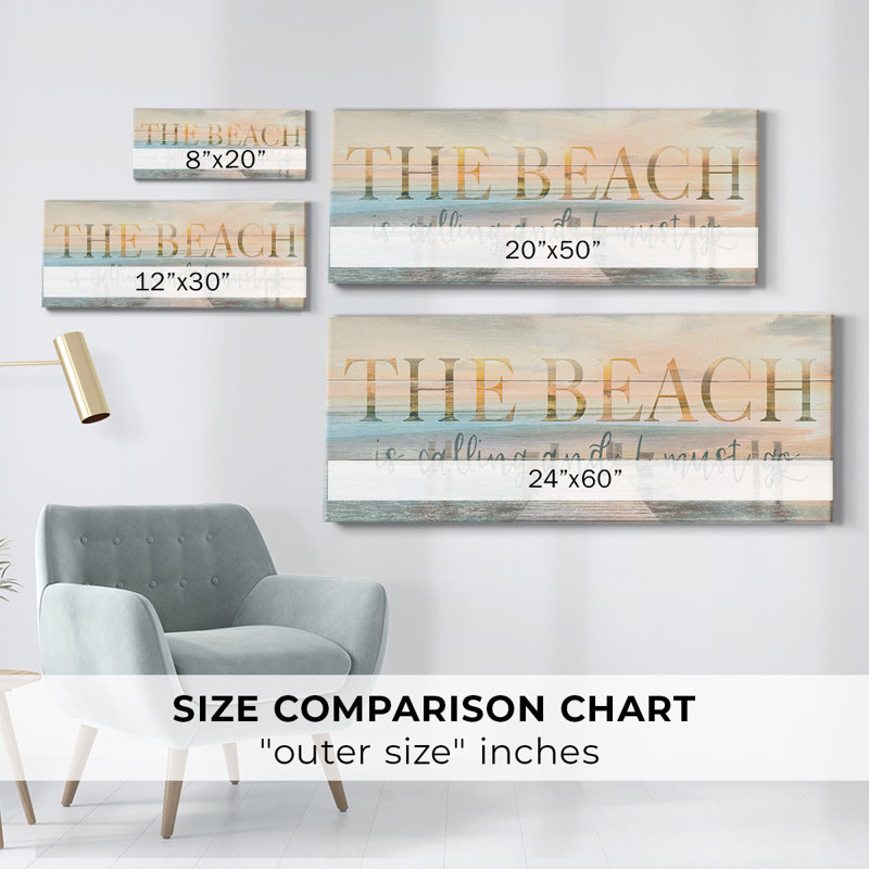«The Beach Is On Canvas», art textuel, H 12 po x l 30 po x P 1,5 po
