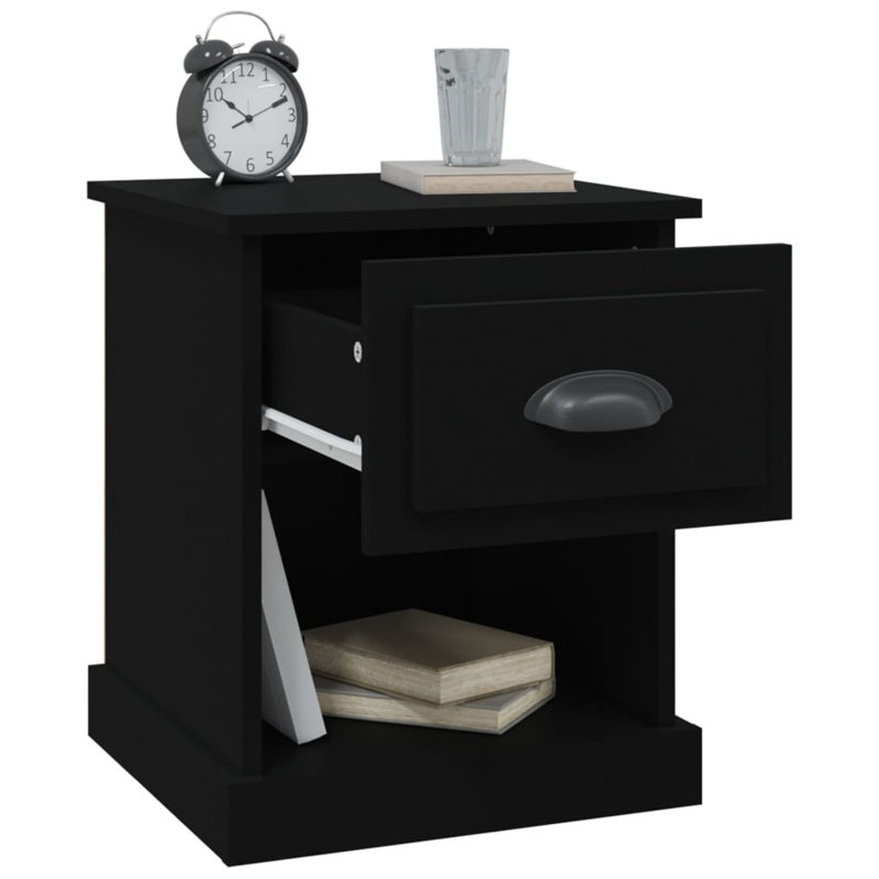Cardi 39cm W Particle Board / Chipboard Bedside Table, Black