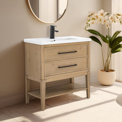 Meuble-lavabo simple 30 po avec comptoir en céramique Brodnax