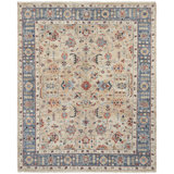 Hand Knotted Wool Area Rug in Beige