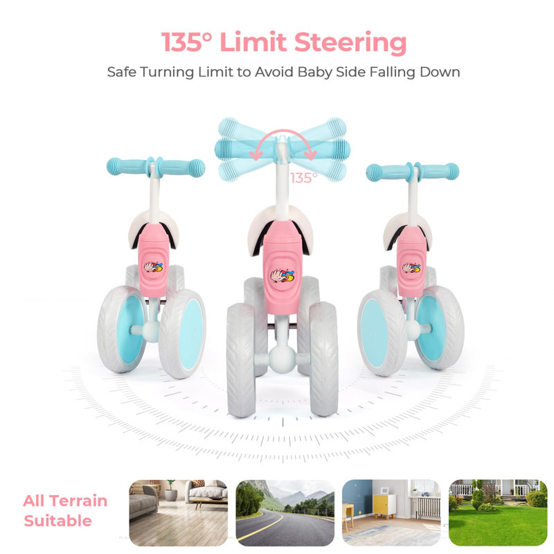 Joolihome Push/Pull Ride On, Pink/Blue/White