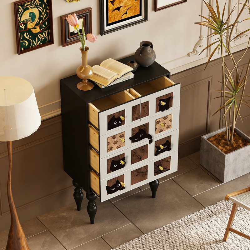 Solid Wood 5-Drawer Entryway Storage Cabinet
