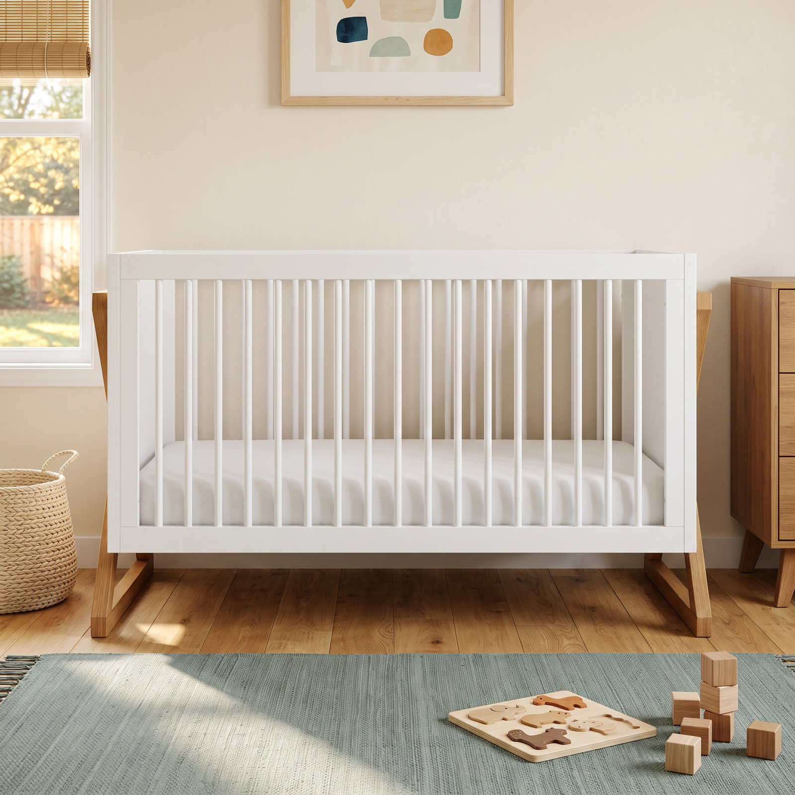 Equinox 3-in-1 Convertible Crib, White/Vintage Driftwood