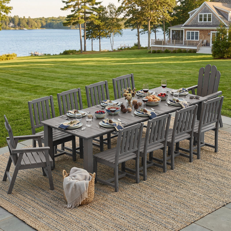 11-Piece Dining set for outdoor swimming pool, garden and lawn., Gray