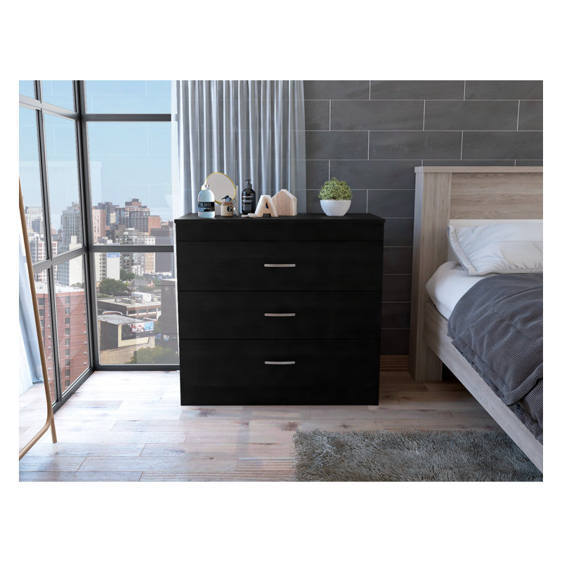 Commode 3 tiroirs Surry, Noir