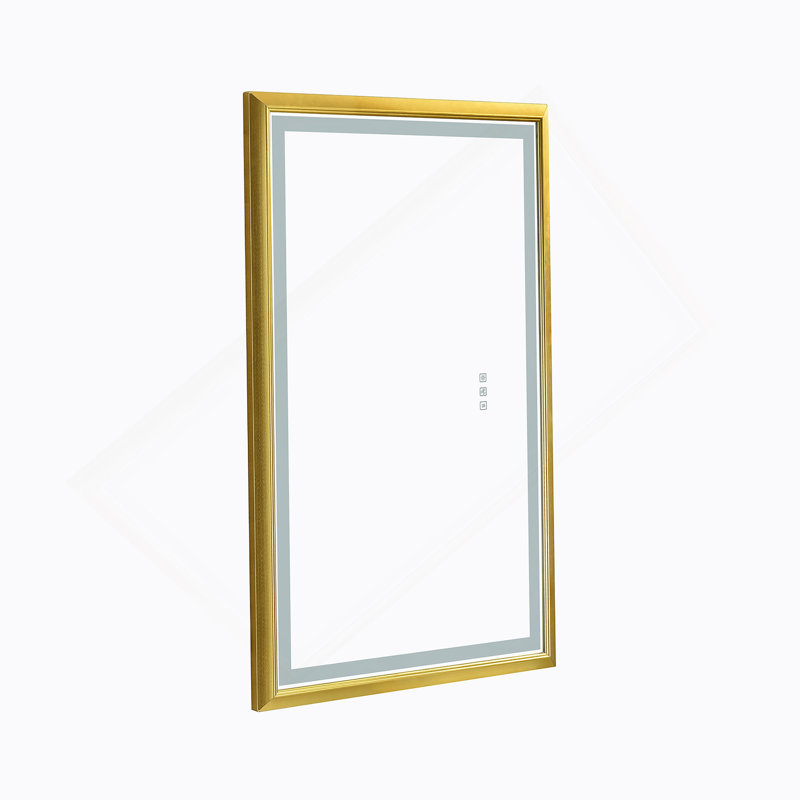 48*30 Framed Bathroom Mirror Square Wall-Mounted Material, Gold