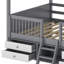Lit en bois multi-rangements avec toit, échelle, tiroirs et tablettes-947341889