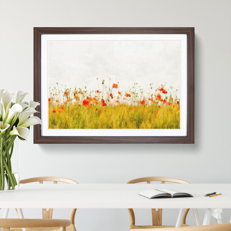 Field of Poppy Flowers - Picture Frame Graphic Art Print, Walnut Framed, 62cm H x 87cm W x 2cm D